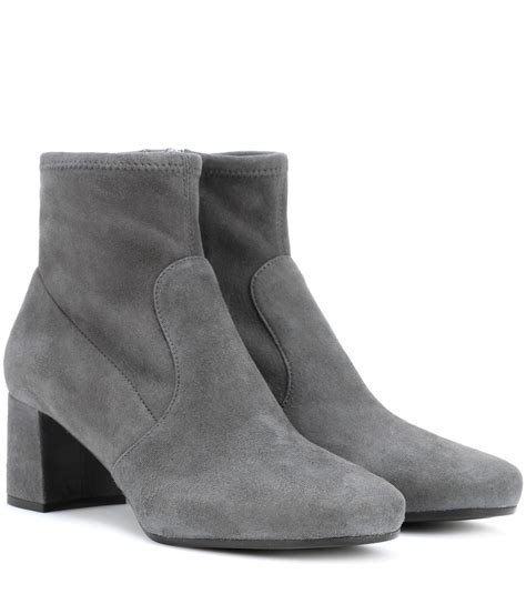 prada grey suede heels|prada chunky heel ankle boots.